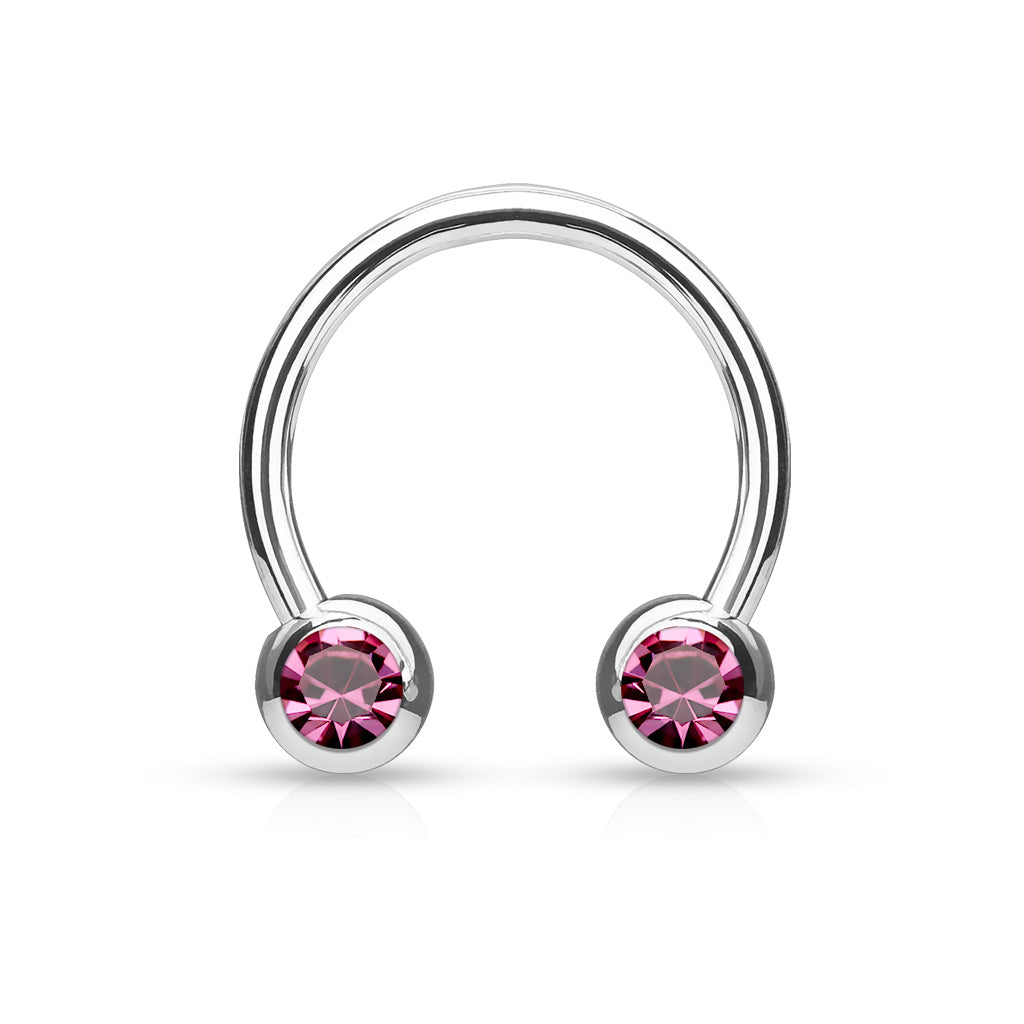 Front Facing Jewel Set Balls IP Over 316L Surgical Steel Circular/Horseshoes